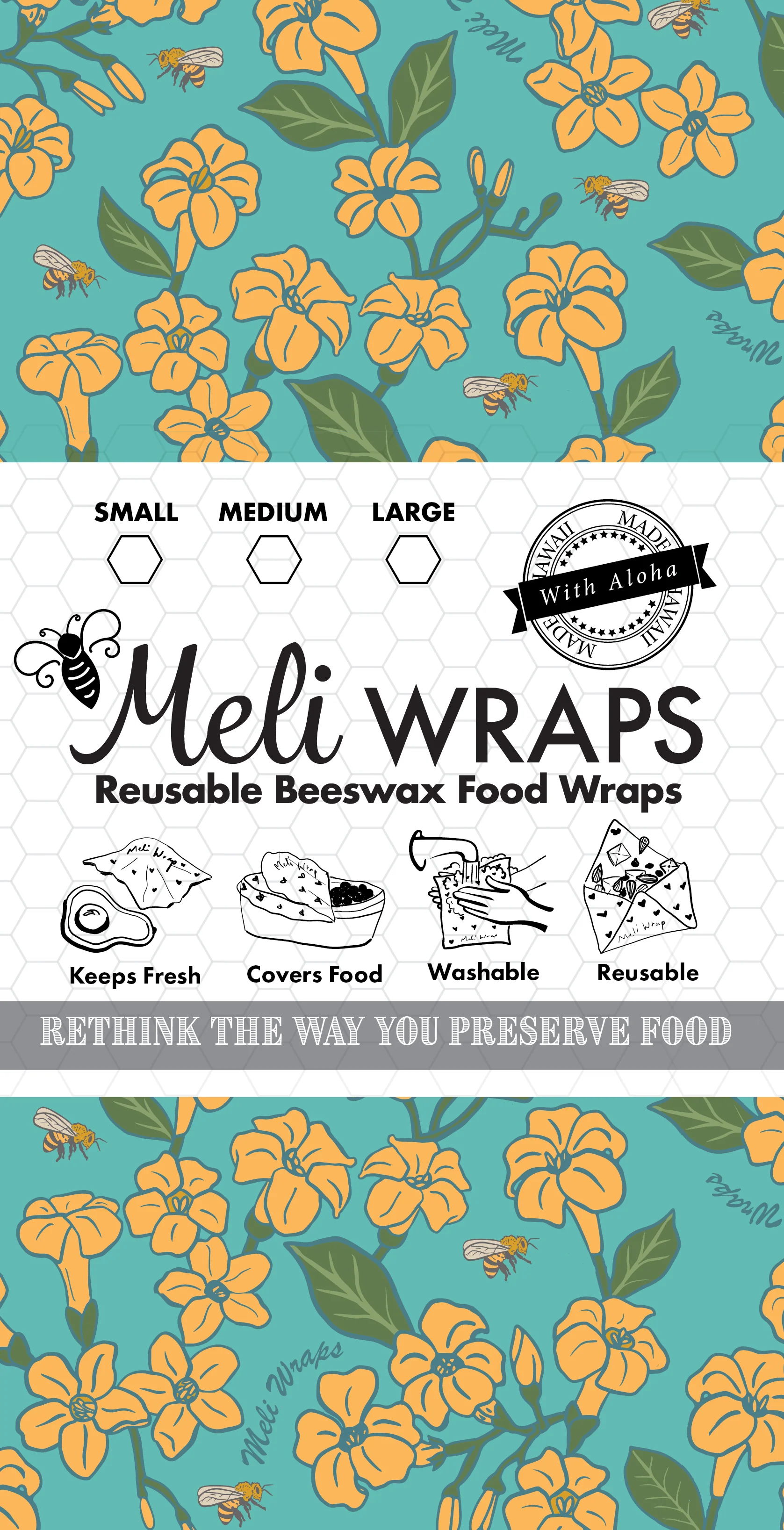 Beeswax Food Wrap - Puakenikeni Print - Image 2