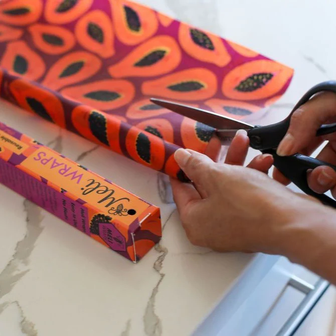Beeswax Wrap Bulk Roll - Purple Papaya Print