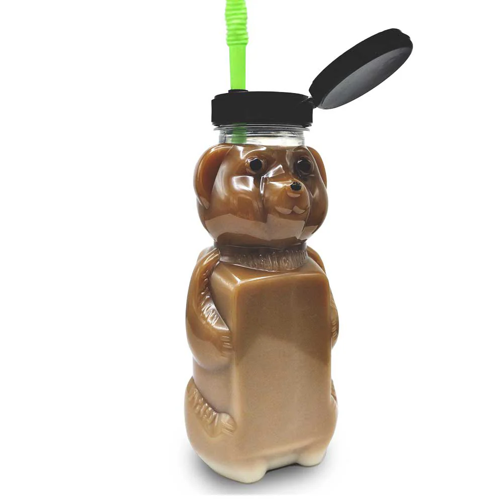 12oz Bear-Shaped Cold Brew Coffee Bottle with Straw Lid | Reusable Honey Bear Container - Image 2