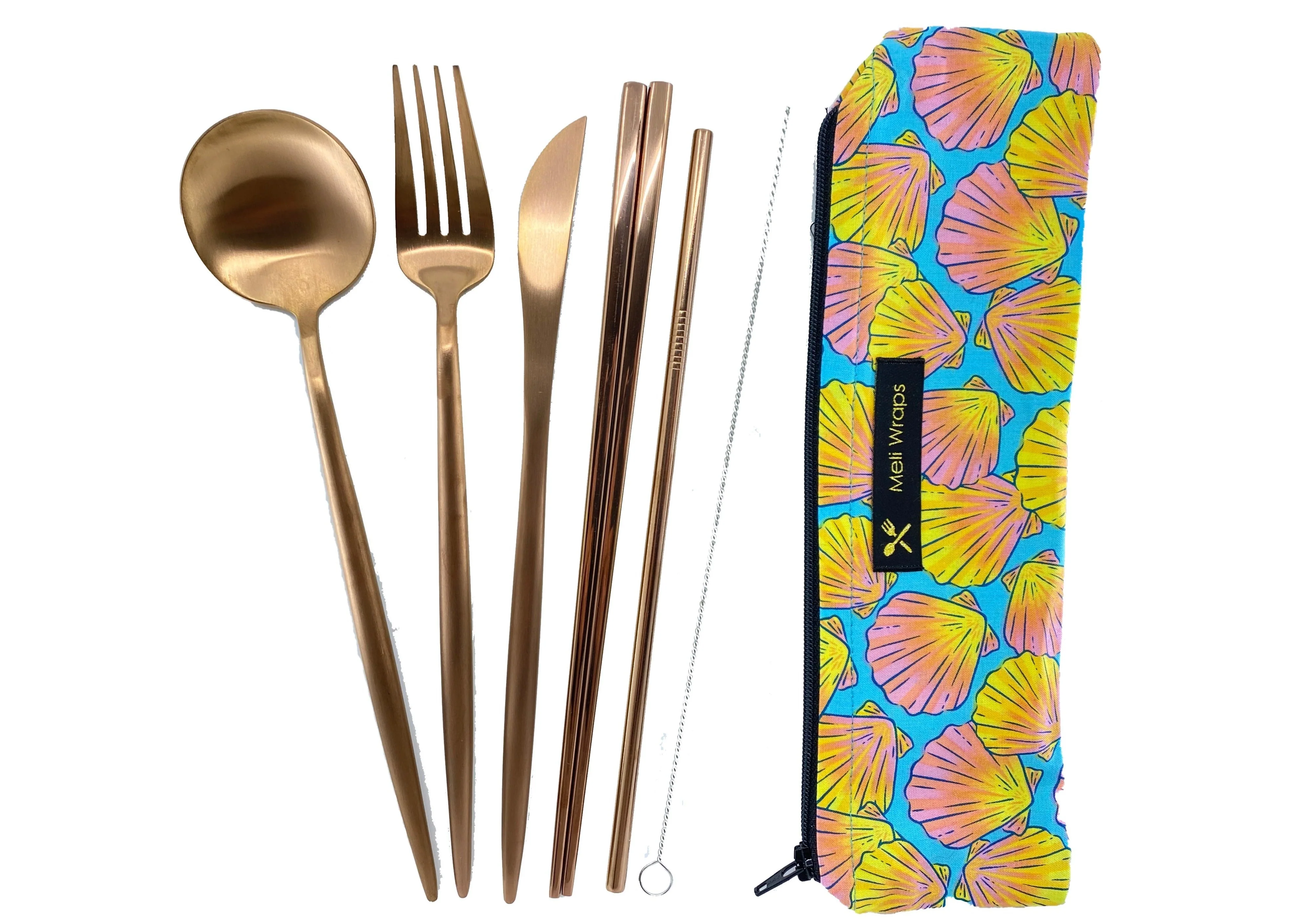 Meli Wraps Beeswax Wrap Bulk Roll + Cutlery Set in Shell Print - Image 2