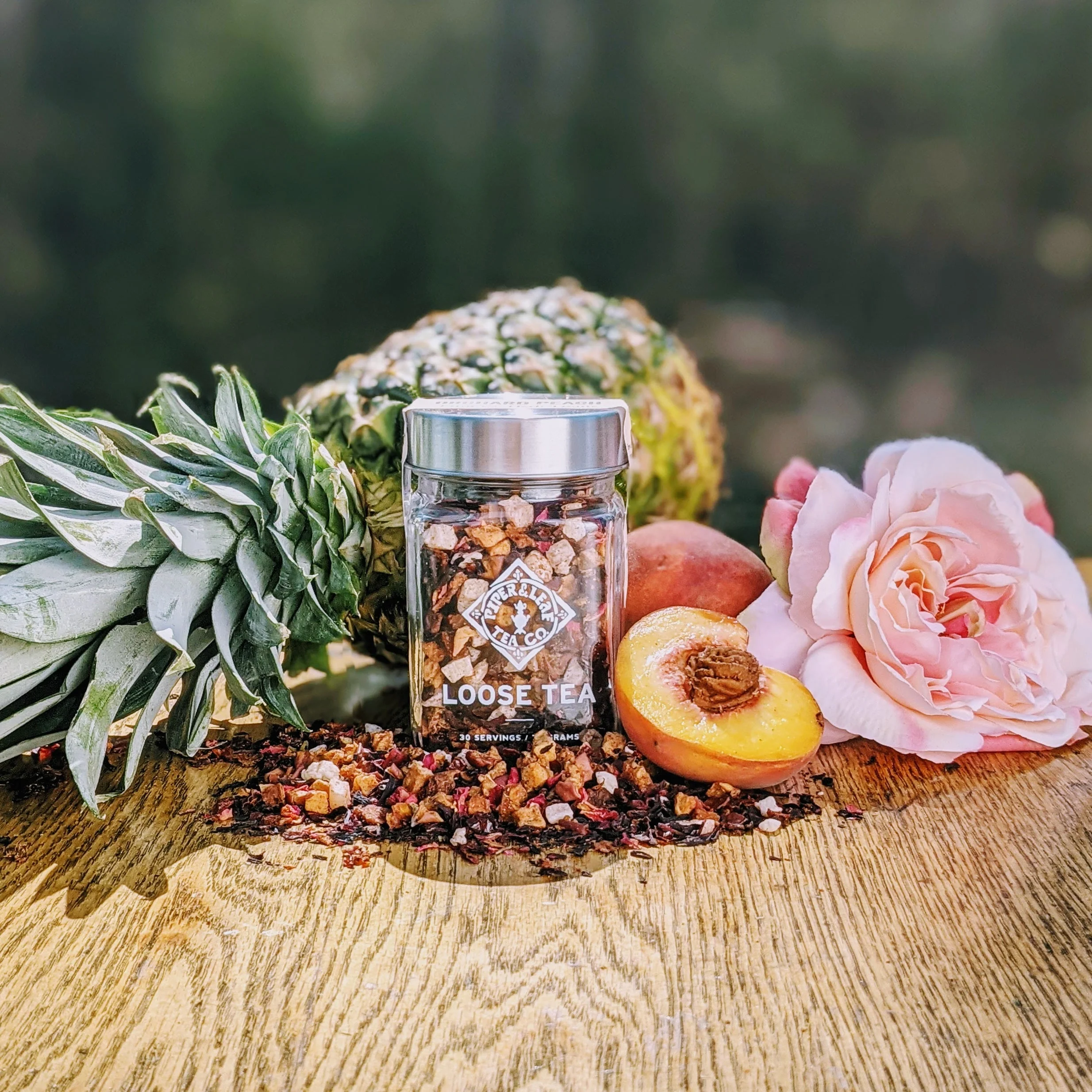 Orchard Peach Glass Jar of Loose Leaf Tea - 30 Servings - Image 2