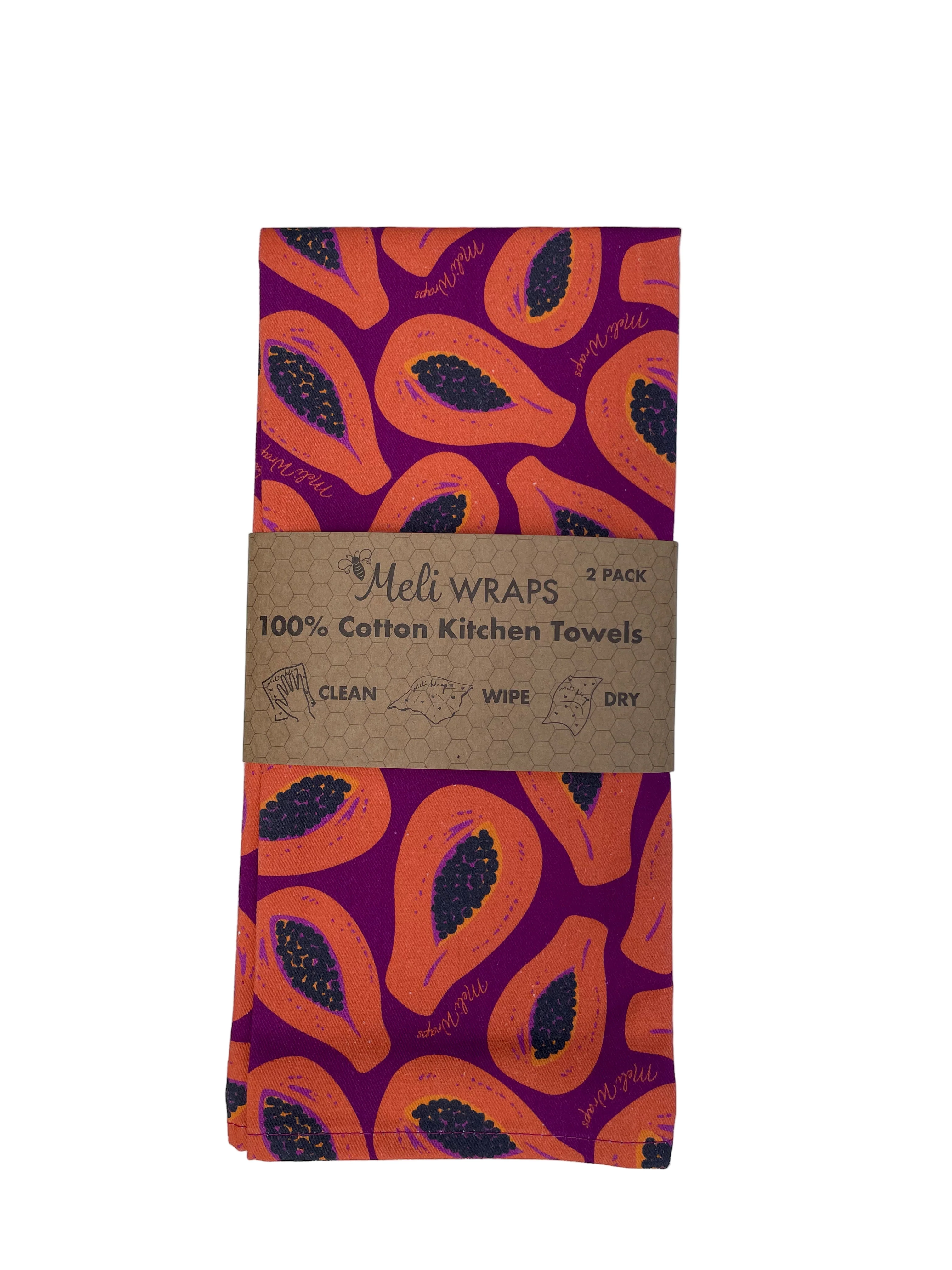 Papaya Kitchen Towel Set of 2 100% Cotton