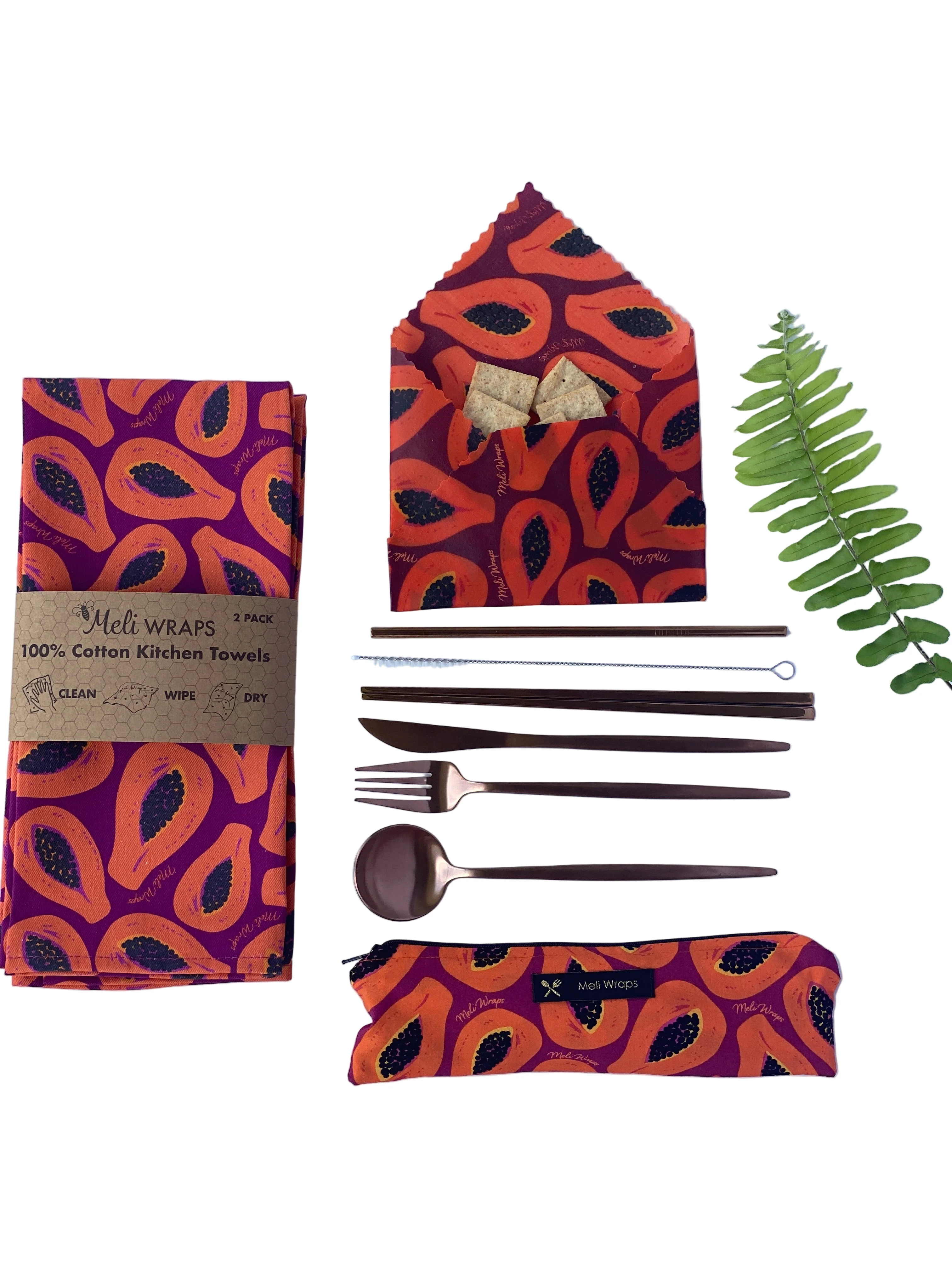 Papaya Kitchen Towel Set of 2 100% Cotton - Image 2
