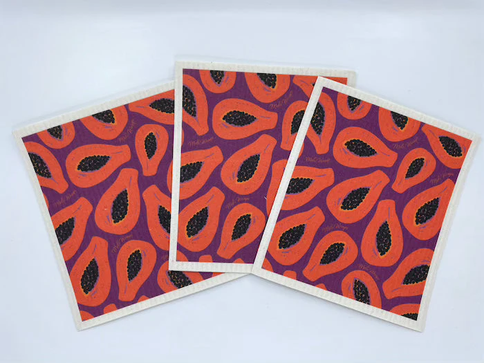 Papaya Swedish Dish Cloth Set of 3 - Image 2