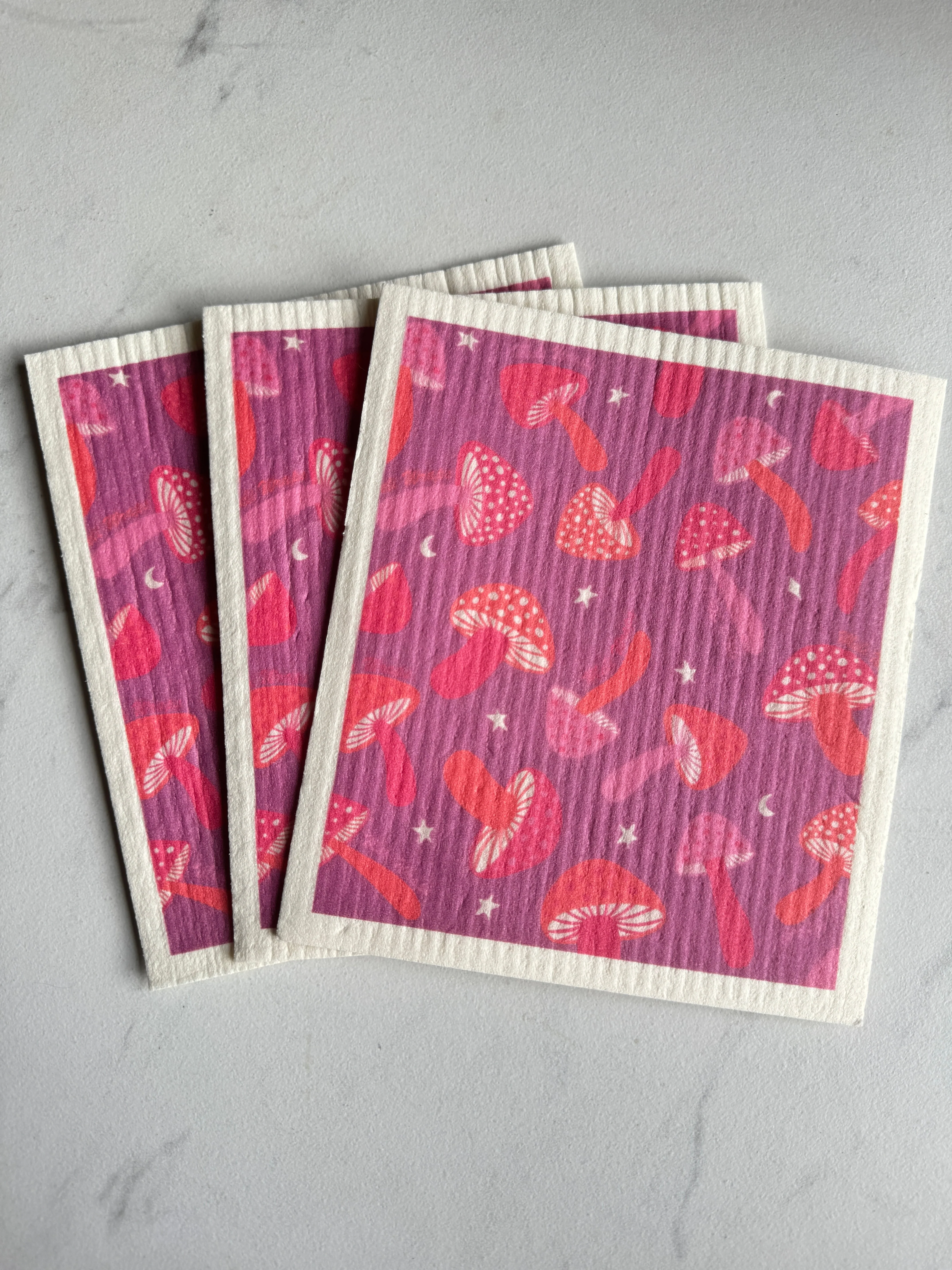 Purple Mushroom Swedish Dish Cloth Set of 3 - Image 2