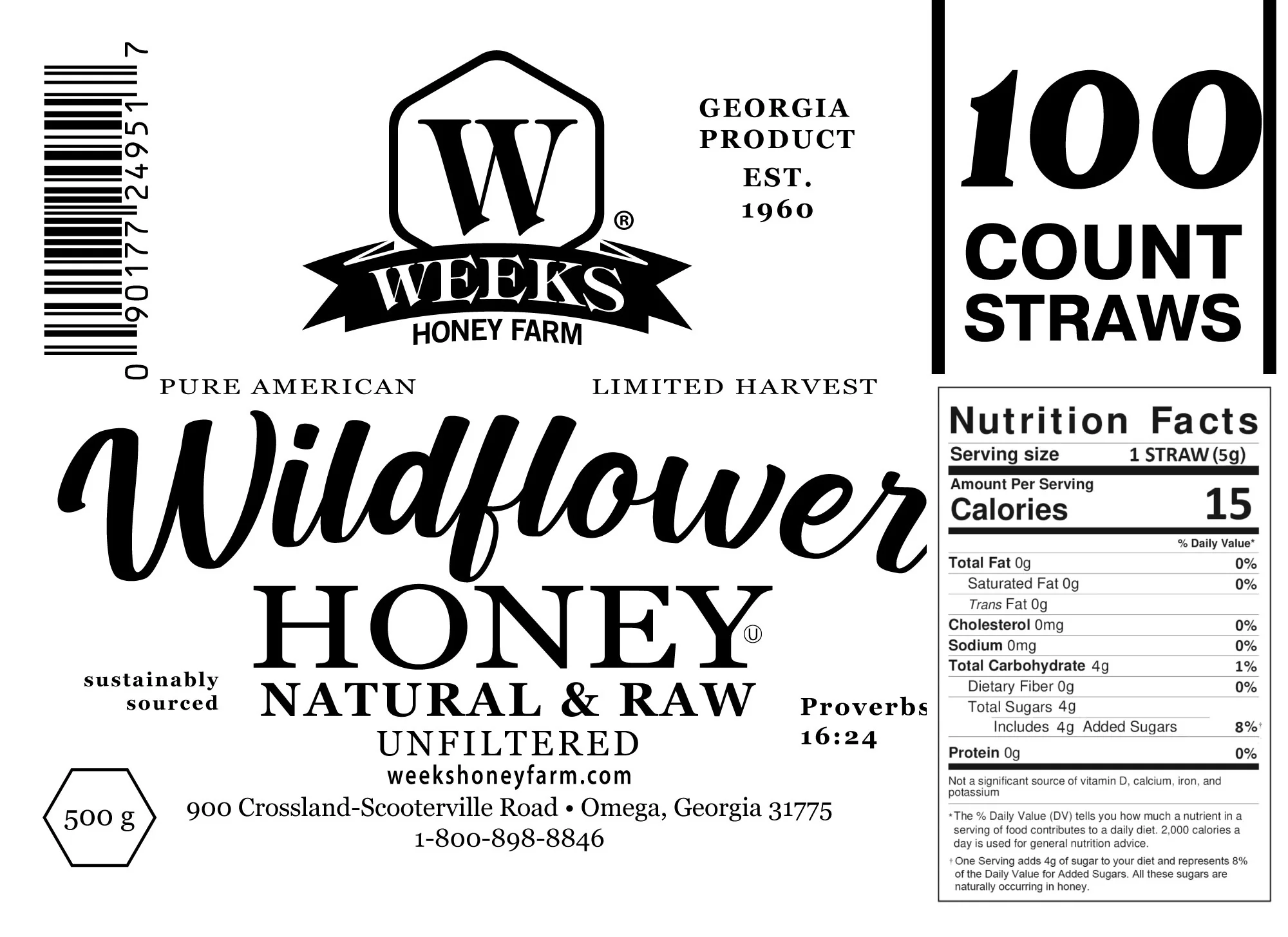 Raw Honey Straws | Orange Blossom, Wildflower Honey | Weeks Honey Farm - Image 10