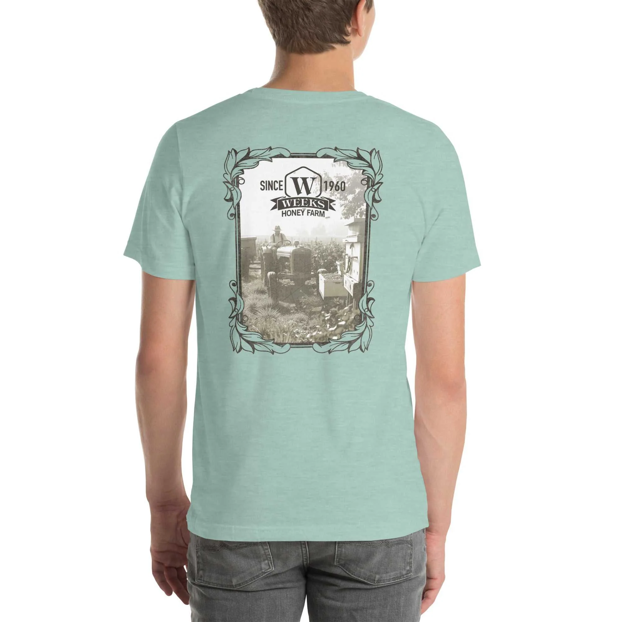 Tractor and Bee Boxes, 1960 Soft Fit Unisex t-shirt - Image 3