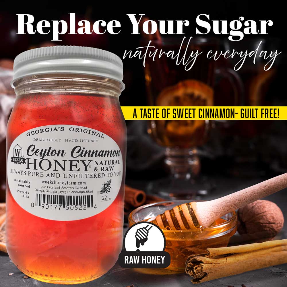 Ceylon Cinnamon Honey | Raw Infused True Cinnamon – 22 oz – Weeks Honey Farm - Image 4